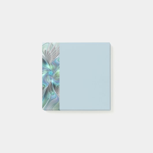 Post-it® Art abstrait papillon bleu vert fantasy fractal (Devant)