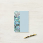 Post-it® Art abstrait papillon bleu vert fantasy fractal (Sur un bureau)