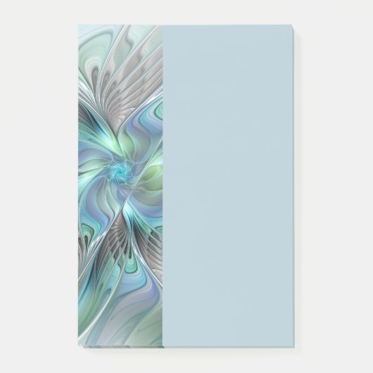 Post-it® Art abstrait papillon bleu vert fantasy fractal (Devant)