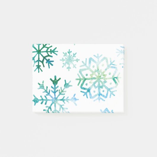 Post-it® Art bleu d'aquarelle de flocon de neige (Devant)