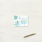 Post-it® Art bleu d'aquarelle de flocon de neige (Sur un bureau)