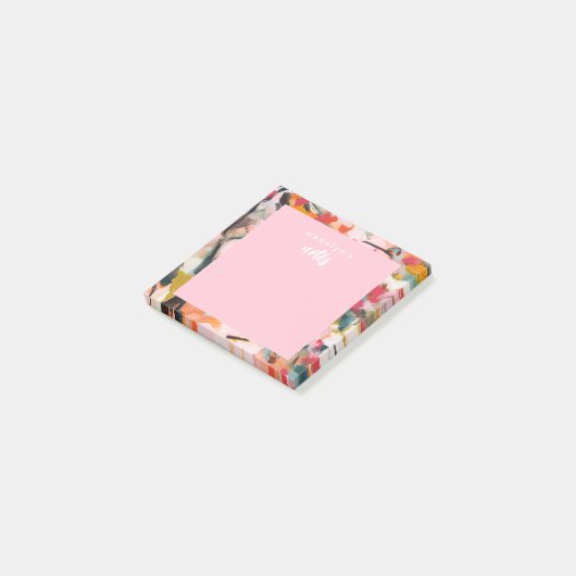 Post-it® Art botanique abstrait moderne rose (Incliné)