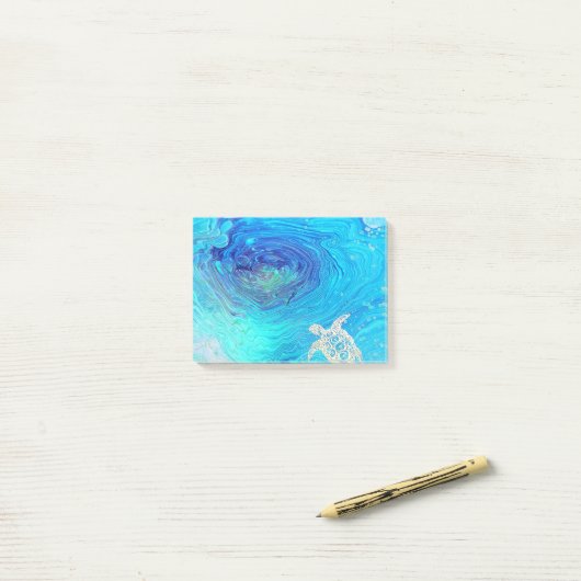 Post-it® Art d'écoulement de tortue de mer (Sur un bureau)