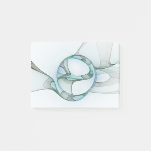 Post-it® Art fractal abstrait moderne bleu turquoise gris (Devant)