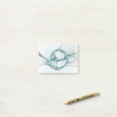 Post-it® Art fractal abstrait moderne bleu turquoise gris (Sur un bureau)