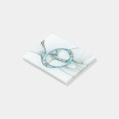 Post-it® Art fractal abstrait moderne bleu turquoise gris (Incliné)