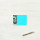 Post-it® Art fractal spirale abstrait bleu turquoise orange (Sur un bureau)