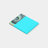 Post-it® Art fractal spirale abstrait bleu turquoise orange (Incliné)