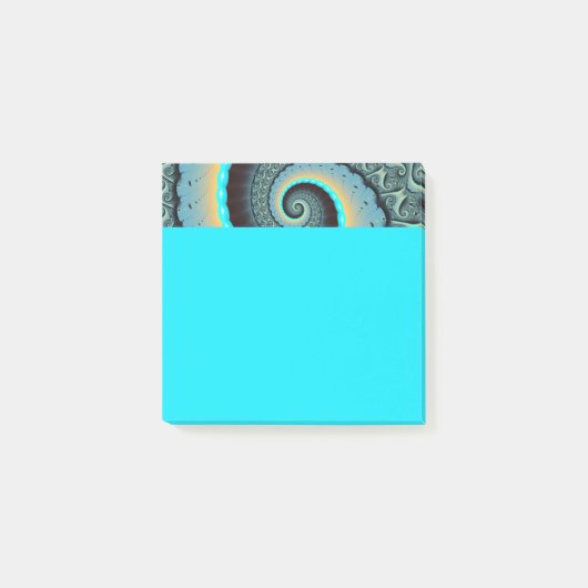 Post-it® Art fractal spirale abstrait bleu turquoise orange (Devant)