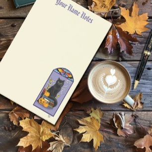 Post-it® Art Nouveau Chat Noir Citrouille Violet Automne Ja