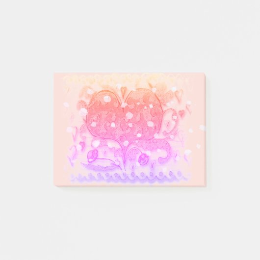 Post-it® Art populaire Rosemaling Coeur rose & feuilles, fl (Devant)