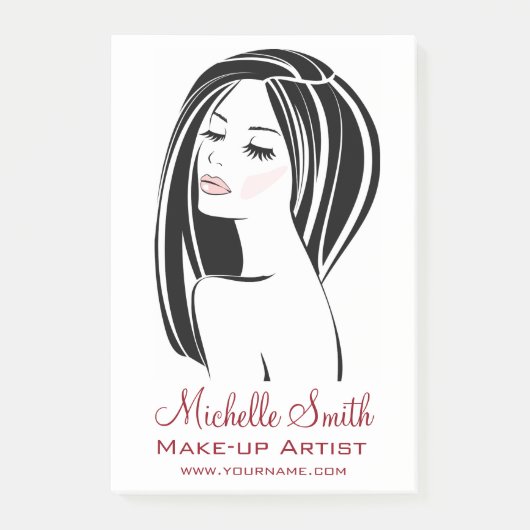 Post-it® Artiste de maquillage moderne noir clair rose chic (Devant)