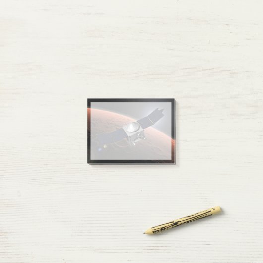Post-it® Atmosphère Mars Et Mission D'Évolution Volatile. (Sur un bureau)