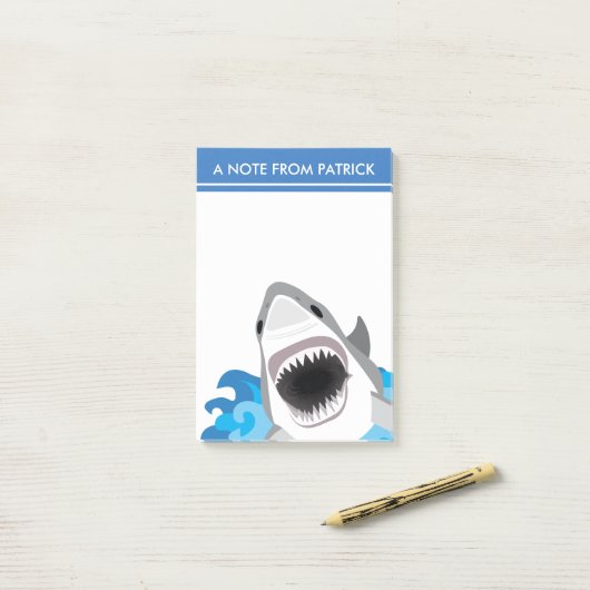 Post-it® Attaque de requin - Grand requin blanc avec mâchoi (Sur un bureau)
