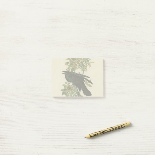 Post-it® Audubon Raven Oiseau classique (Sur un bureau)