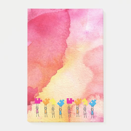 Post-it® Autisme aquarelle Puzzle Pièces Bâton Enfants Dess (Devant)