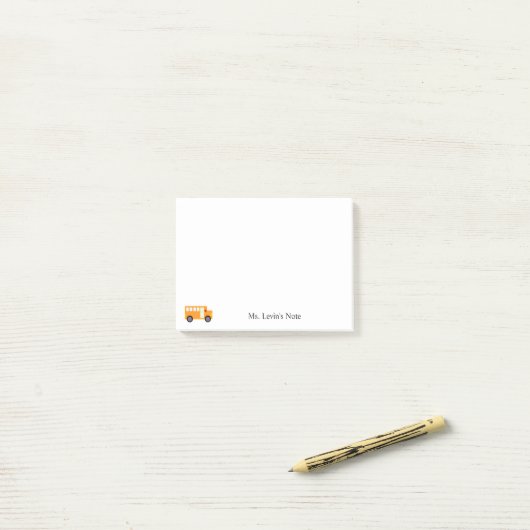 Post-it® Autobus scolaire jaune mignon fait sur commande (Sur un bureau)