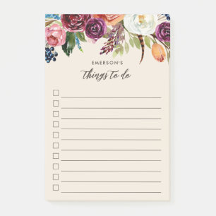 Post-it® Automne Boho Blooms Personnalisé À Faire Liste