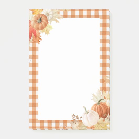 Post-it® Automne Ferme Rustique Plaid Orange Buffalo Check (Devant)