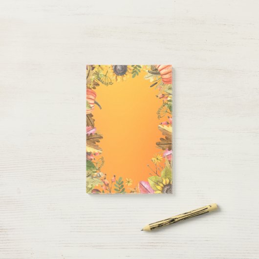 Post-it® Automne Mariage d'automne Maple Feuille Citrouille (Sur un bureau)