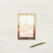 Post-it® Automne Rustique Orange Citrouille (Sur un bureau)