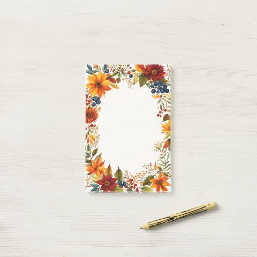 Post-it® Autumn Theme Flowers & Berries (Sur un bureau)