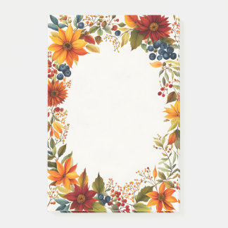Post-it® Autumn Theme Flowers & Berries Menu Invitation