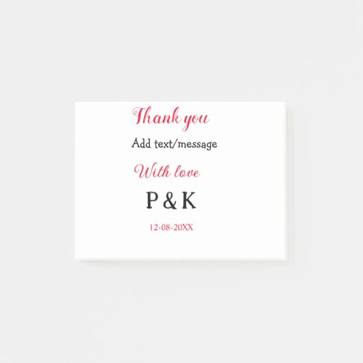 Post-it® Avec amour ajoutez lettre nom couple merci ajoutez (Devant)