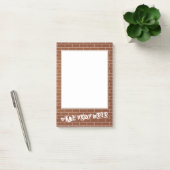 Post-It avec mur de briques et texte personnalisé (Bureau)