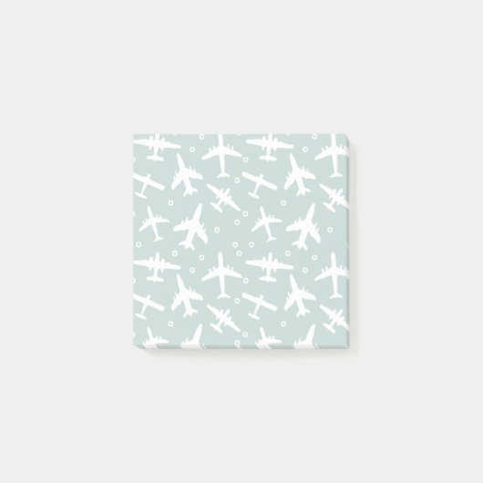 Post-it® Avion bleu et blanc à motif (Devant)