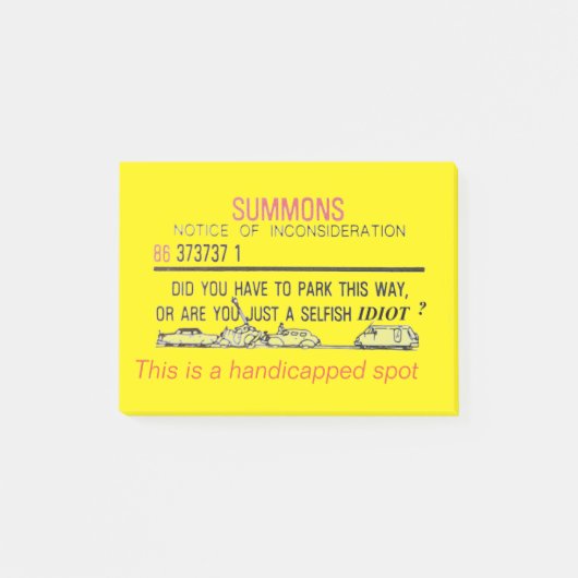 Post-it® Avis de stationnement pour les personnes handicapé (Devant)