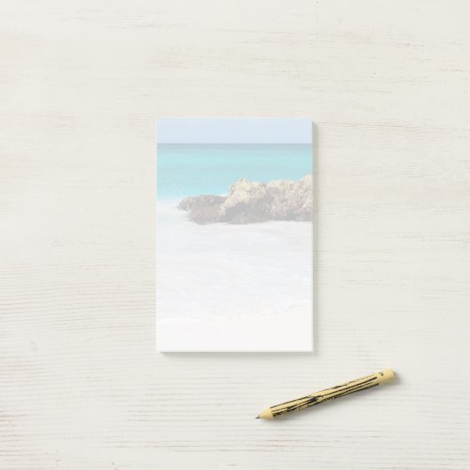 Post-it® Azure Ocean Sandy Beach Faded Photo (Sur un bureau)