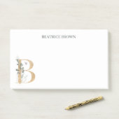 Post-it® B Monogramme Floral Notes post-it personnalisées (Sur un bureau)