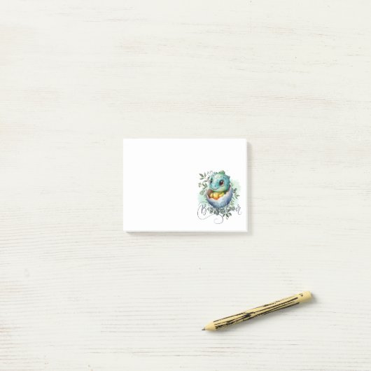 Post-it® Baby shower Feuille Dinosaur Oeuf Cute Aquarelle (Sur un bureau)