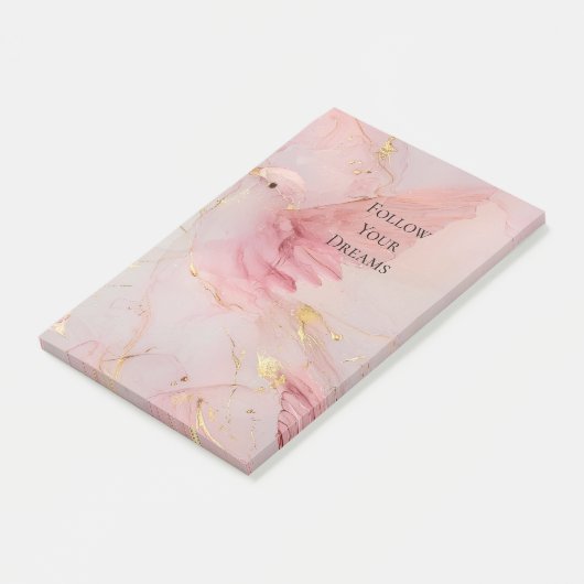 Post-it® Baby shower Gold Blush Pink Birds (Incliné)