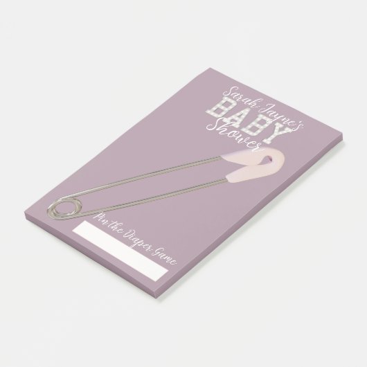 Post-it® Baby shower rose Jeu dans la couche Notes (Incliné)
