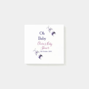 Post-it® Baby shower rose papillon violet oh bébé moderne