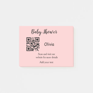 Post-it® Baby shower rose simple q r code ajouter le texte 