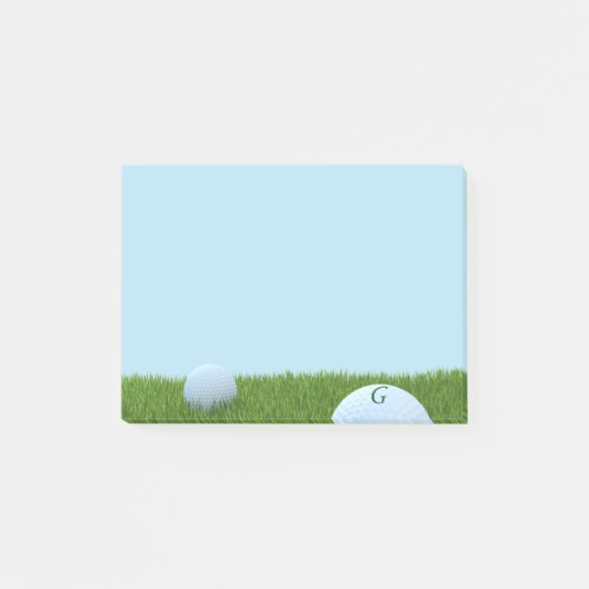 Post-it® Bal de golf Monogramme bleu Green Post it Notes (Devant)
