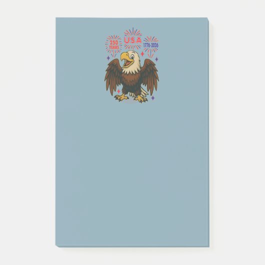 Post-it® Bald Eagle avec Fireworks - USA 250 ans 1776-2026 (Devant)