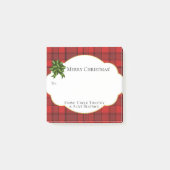Post-it® Balise cadeau Festive de vacances Rouge Tartan noi (Devant)