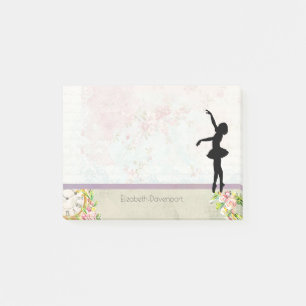 Post-it® Ballerina Silhouette sur Elegant Motif Vintage
