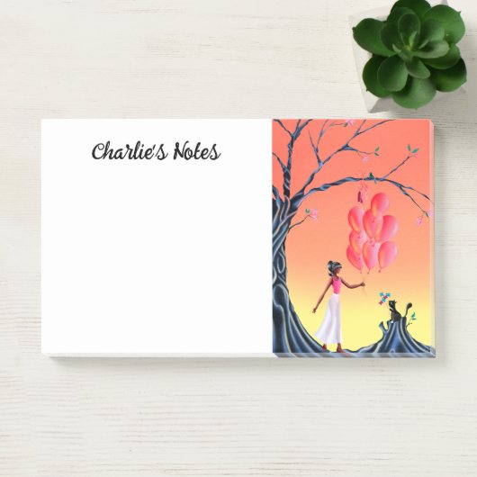 Post-it® Ballerine et chat au coucher du soleil mignons (Bureau)