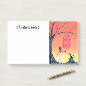 Post-it® Ballerine et chat au coucher du soleil mignons (Sur un bureau)