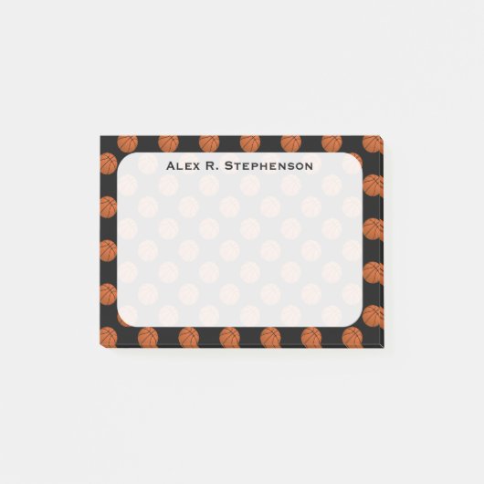 Post-it® Balles de basket Monogram sur fond noir (Devant)