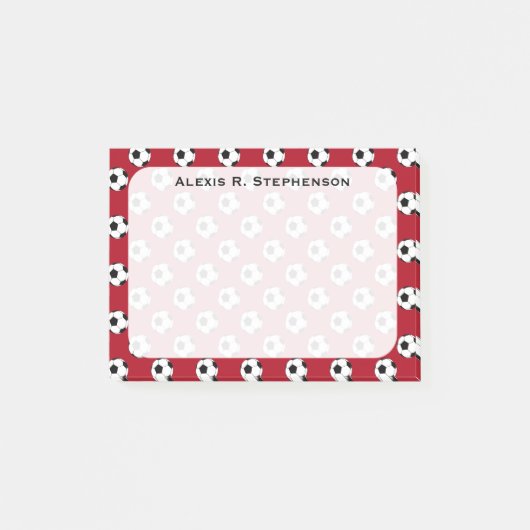 Post-it® Balles de foot Monogram sur fond rouge foncé (Devant)