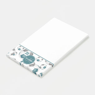 Post-it® Balles de football gris sarcelle sportives féminin