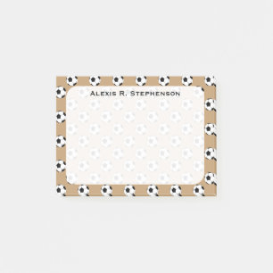 Post-it® Balles de football Monogram Soccer sur Camel Brun