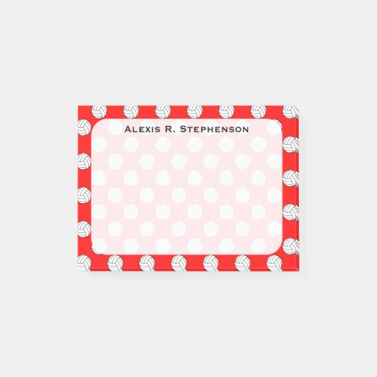 Post-it® Balles de volley-ball Monogramme Rouge (Devant)