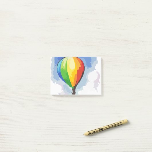 Post-it® Ballon à air chaud d'arc-en-ciel (Sur un bureau)